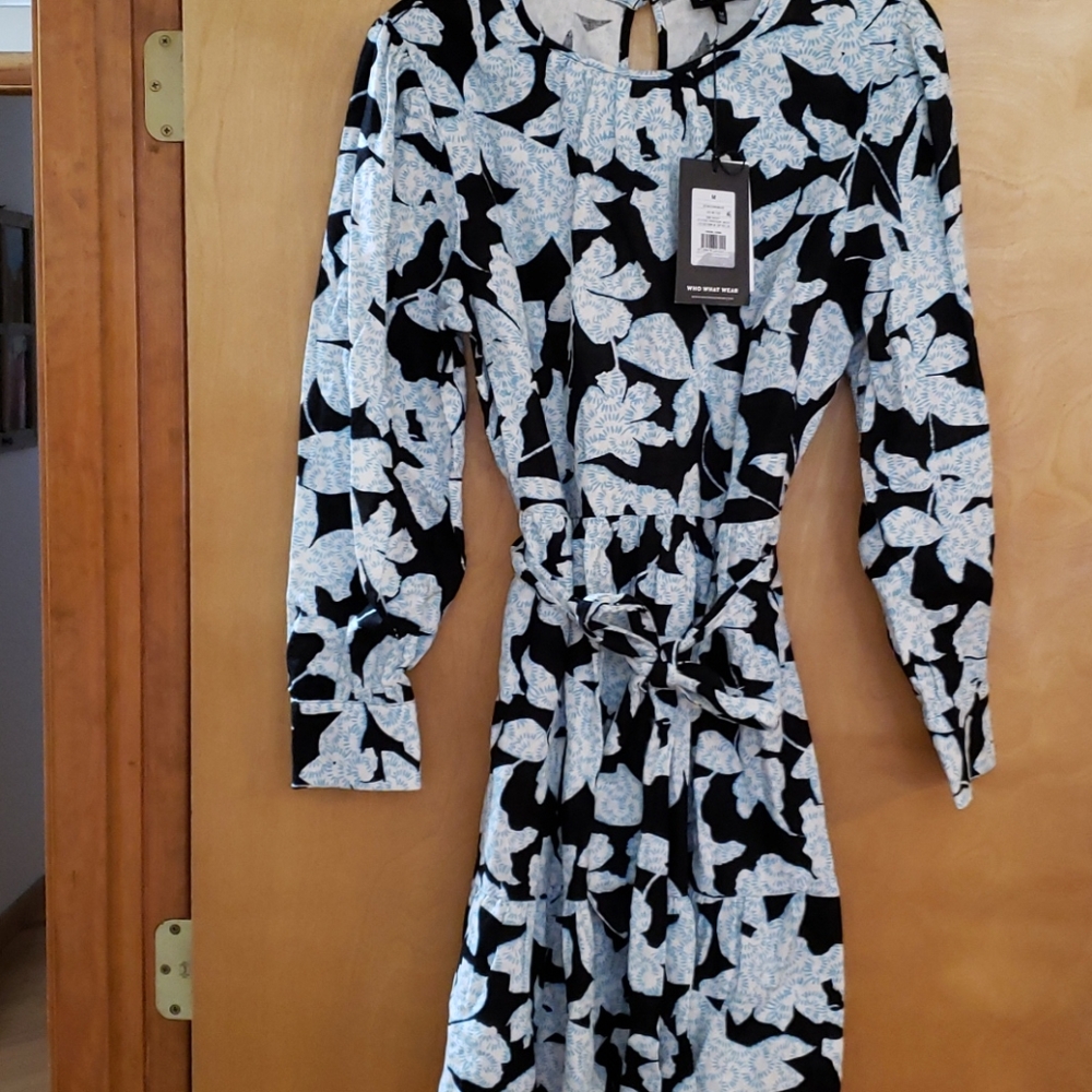 Blue and Black Foral Dress